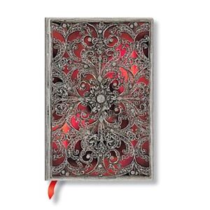 Paperblanks Silver Filigree Collection, Garnet, Mini Lined Flexi