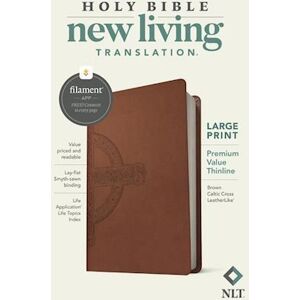 Nlt Large Print Premium Value Thinline Bible, Filament Enabled Edition (Leatherlike, Brown Celtic Cross)