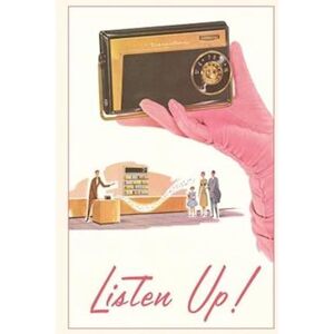 Vintage Journal Listen Up, Gloved Hand With Transistor Radio