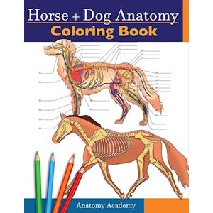 Anatomy Academy Horse + Dog Anatomy Coloring Book: 2-In-1 Compilation   Incredibly Detailed Self-Test Equine & Canine Anatomy Color Workbook   Perfect Gift For Ve