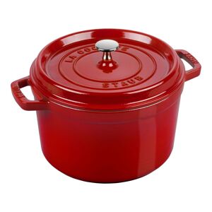 Staub La Cocotte Dyb 24 cm / 4,75 l, Rund, Kirsebærrød, Støbejern