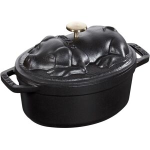 Staub La Cocotte Svinelåg 17 cm / 1 l, Oval, Sort, Støbejern