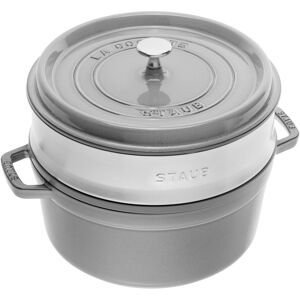 Staub La Cocotte Med dampindsats 26 cm / 5,25 l, Rund, Grafitgrå, Støbejern