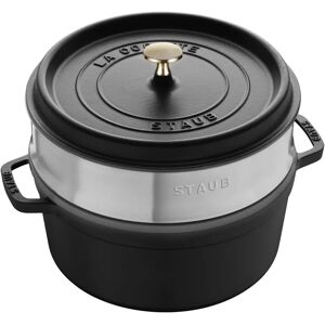 Staub La Cocotte Med dampindsats 26 cm / 5,25 l, Rund, Sort, Støbejern