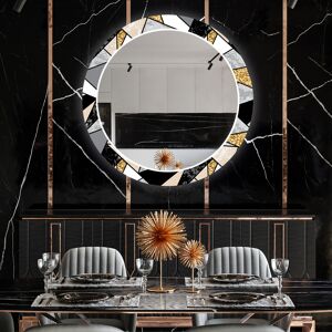 Artforma Dekorations spejl rundt spisebord med LED til væg dekorations spejl med LED lys - Marble pattern 50x50
