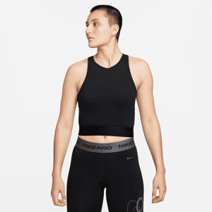Nike Pro Dri-FIT-top i kort snit til kvinder - sort sort L (EU 44-46)