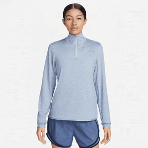 Nike Swift Element-løbetop med UV-beskyttelse og 1/4 lynlås til kvinder - blå blå L (EU 44-46)