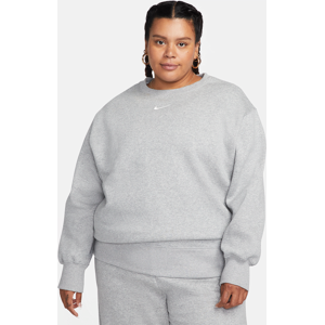 Oversized Nike Sportswear Phoenix Fleece-sweatshirt (plus size) med rund hals til kvinder - grå grå 2X