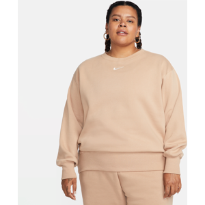 Oversized Nike Sportswear Phoenix Fleece-sweatshirt (plus size) med rund hals til kvinder - brun brun 2X