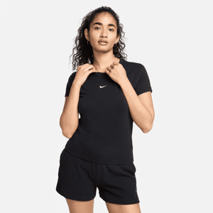 Maskinstrikket Nike Sportswear Chill-T-shirt til kvinder - sort sort S (EU 36-38)