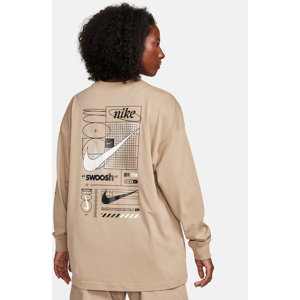 Langærmet Nike Sportswear-T-shirt til kvinder - brun brun M (EU 40-42)