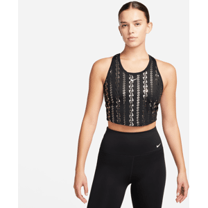 Kort Nike Dri-FIT One-tanktop med print til kvinder - sort sort S (EU 36-38)