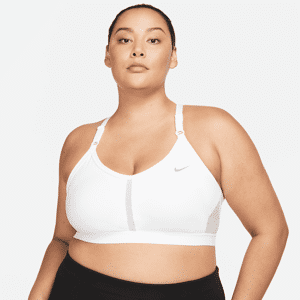 Polstret Nike Indy-sports-bh med let støtte og V-hals til kvinder (plus size) - hvid hvid 2X