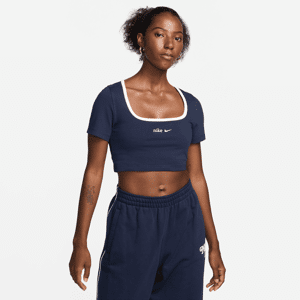 Kort Nike Sportswear-T-shirt med firkantet halsudskæring til kvinder - blå blå XS (EU 32-34)