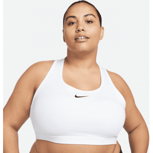 Nike Swoosh-sports-bh med medium støtte til kvinder (plus size) - hvid hvid 4X