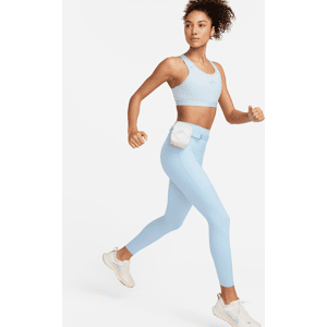 Nike Trail Go-leggings i 7/8 længde med høj talje, fast støtte og lommer til kvinder - blå blå XS (EU 32-34)