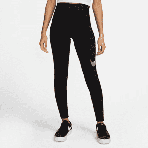 Nike Sportswear Swoosh-leggings med høj talje til kvinder - sort sort XL (EU 48-50)