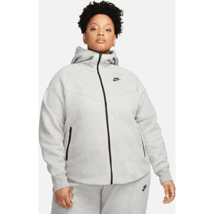 Nike Sportswear Tech Fleece Windrunner–hættetrøje med lynlås i fuld længde til kvinder (plus size) - grå grå 0X