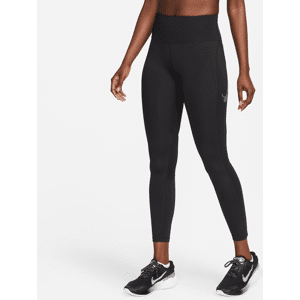 Nike Fast-7/8-leggings med grafik, mellemhøj talje og lommer til kvinder - sort sort M (EU 40-42)