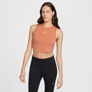 Stram, maskinstrikket Nike Sportswear Chill-mini-tanktop med kort snit til kvinder - brun brun L (EU 44-46)