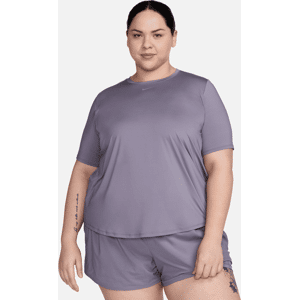 Kortærmet Nike One Classic Dri-FIT-trøje (plus size) til kvinder - lilla lilla 2X