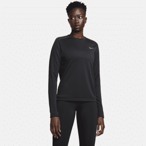 Nike Dri-FIT-løbetrøje med rund hals til kvinder - sort sort S (EU 36-38)