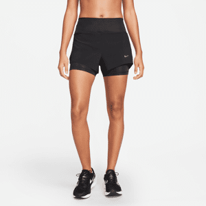 Nike Dri-FIT Swift-2-i-1-løbeshorts (7,5 cm) med mellemhøj talje og lommer til kvinder - sort sort XS (EU 32-34)