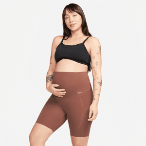 Nike Zenvy (M)-cykelshorts (20 cm) med lommer, let støtte og høj talje til kvinder (Maternity) - brun brun XS (EU 32-34)