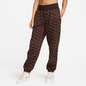 Oversized Nike Sportswear Phoenix-sweatpants i fleece med print til kvinder - brun brun XS (EU 32-34)