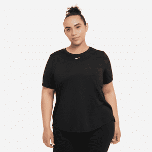 Kortærmet Nike Dri-FIT One-trøje (Plus size) i standardpasform til kvinder - sort sort 3X