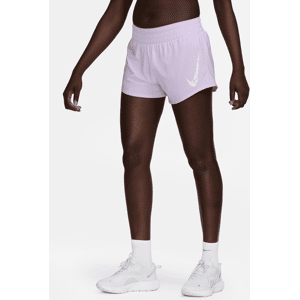 Nike One Dri-FIT-shorts med indershorts (7,5 cm) og mellemhøj talje til kvinder - lilla lilla L (EU 44-46)