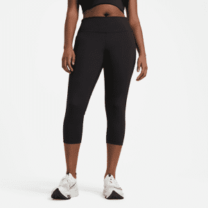 Korte Nike Fast-løbeleggings med mellemhøj talje til kvinder (plus size) - sort sort 2X