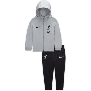 Maskinstrikket Liverpool FC Strike Nike Dri-FiT-tracksuit med hætte til babyer/småbørn - grå grå 9-12M