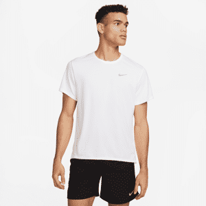 Kortærmet Nike Miler Dri-FIT UV-løbeoverdel til mænd - hvid hvid S