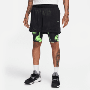 Nike Ja Dri-FIT 2-i-1 basketballshorts (10 cm) til mænd - sort sort L Extra Tall