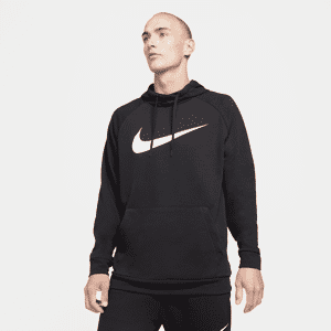 Nike Dry Graphic-fitnesspullover med Dri-FIT-hætte til mænd - sort sort L