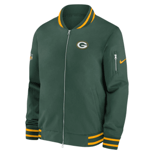 Nike Coach-bomberjakke (NFL Green Bay Packers) med fuld lynlås til mænd - grøn grøn L