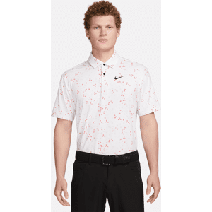 Blomstret Nike Dri-FIT Tour-golfpolo til mænd - hvid hvid L