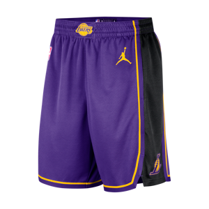 Los Angeles Lakers Statement Edition Jordan Dri-FIT NBA Swingman-basketballshorts til mænd - lilla lilla 3XL