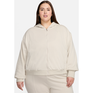 Løs Nike Sportswear Chill Terry-hættetrøje (plus size) til kvinder i french terry med fuld lynlås - brun brun 2X