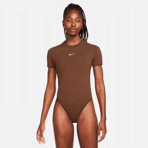 Kortærmet Nike Sportswear-bodysuit til kvinder - brun brun S (EU 36-38)