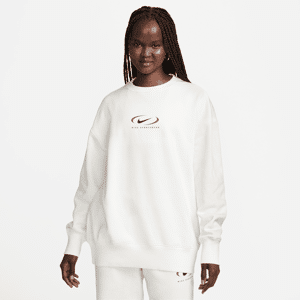 Overdimensioneret Nike Sportswear Phoenix Fleece-sweatshirt med rund hals til kvinder - hvid hvid S (EU 36-38)