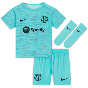 FC Barcelona 2023/24 Third Nike-fodboldsæt i 3 dele til babyer/småbørn. - blå blå 3-6M