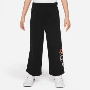 Nike Floral Fleece-bukser med brede ben til mindre børn - sort sort 6X