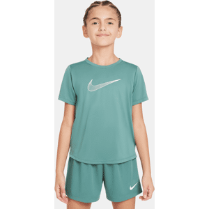 Nike One Dri-FIT-træningsoverdel med korte ærmer til større børn (piger) - grøn grøn XS