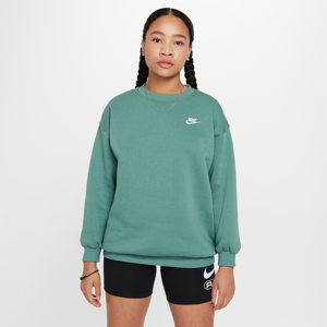 Overdimensioneret Nike Sportswear Club Fleece-sweatshirt til større børn (piger) - grøn grøn XS