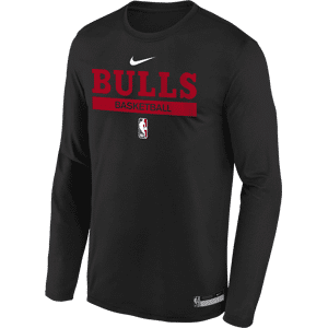 Langærmet Chicago Bulls Nike Dri-FIT NBA Practice-T-shirt til større børn - sort sort L