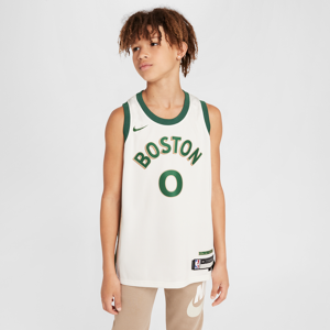 Jayson Tatum Boston Celtics 2023/24 City Edition Nike Dri-FIT NBA Swingman-trøje til større børn - hvid hvid L