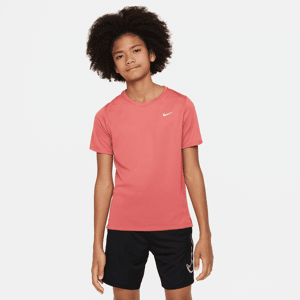 Nike Dri-FIT Miller-træningsoverdel med korte ærmer til større børn (drenge) - rød rød XS
