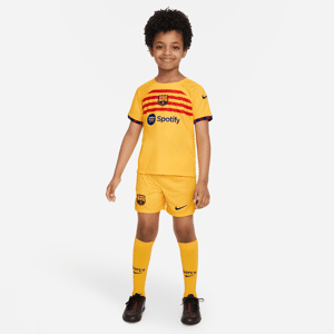 Nike FC Barcelona 2023/24 Fourth-fodboldsæt til mindre børn - gul gul L